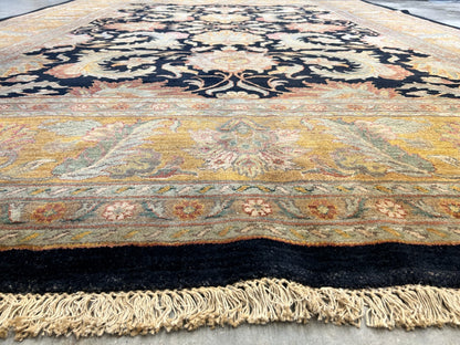 9' x 12' Hand-Knotted 100% Wool Carpet - Indian Agra Area Rug
