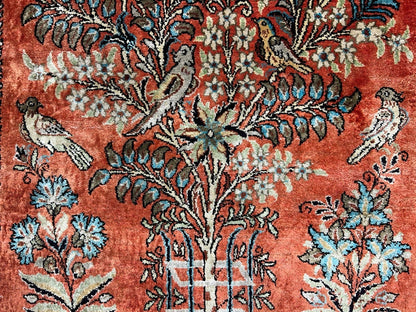 3'3"x5'7" Exquisite Fine Hand-Knotted 100% Silk Tree of Life Area Rug