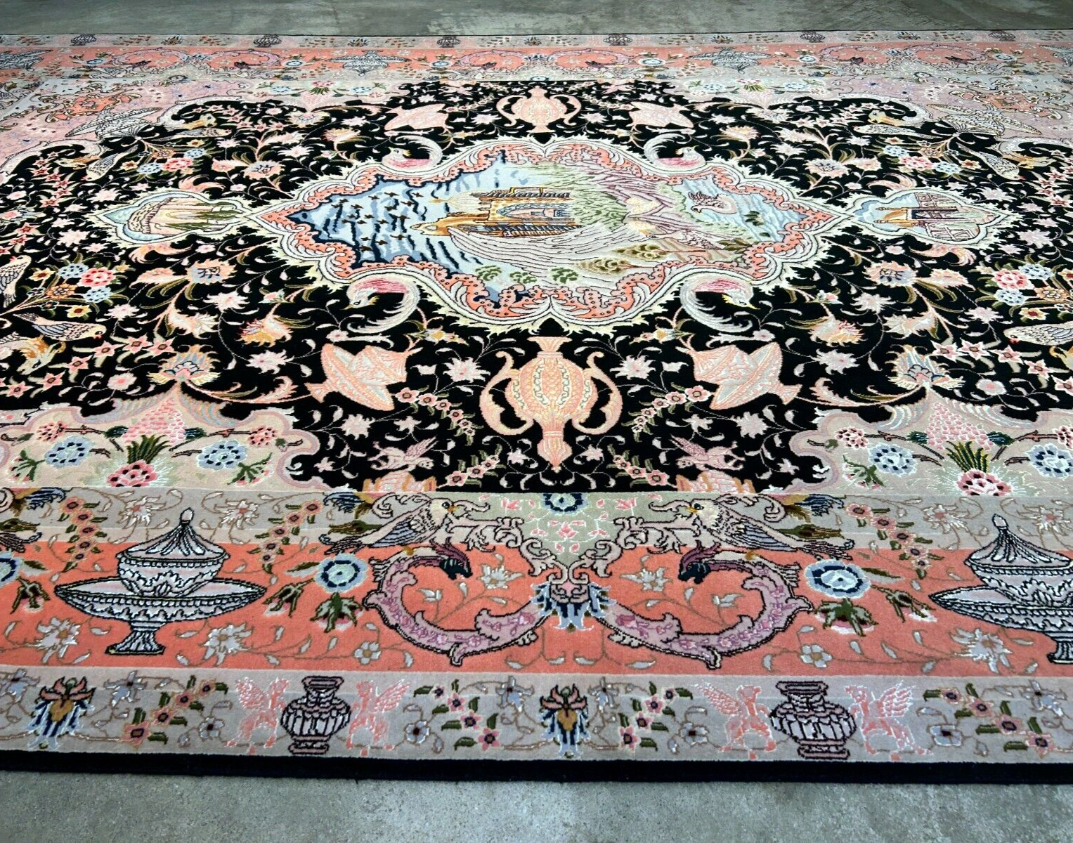 6'8"x10'3" Very-Fine Hand-Knotted Wool & Silk Blend Tabrize Carpet - Area Rug
