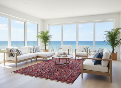 Rare Antique _ 3'5"x5'3" Hand-Knotted 100% Wool Pile Sarouke Josan Area Rug