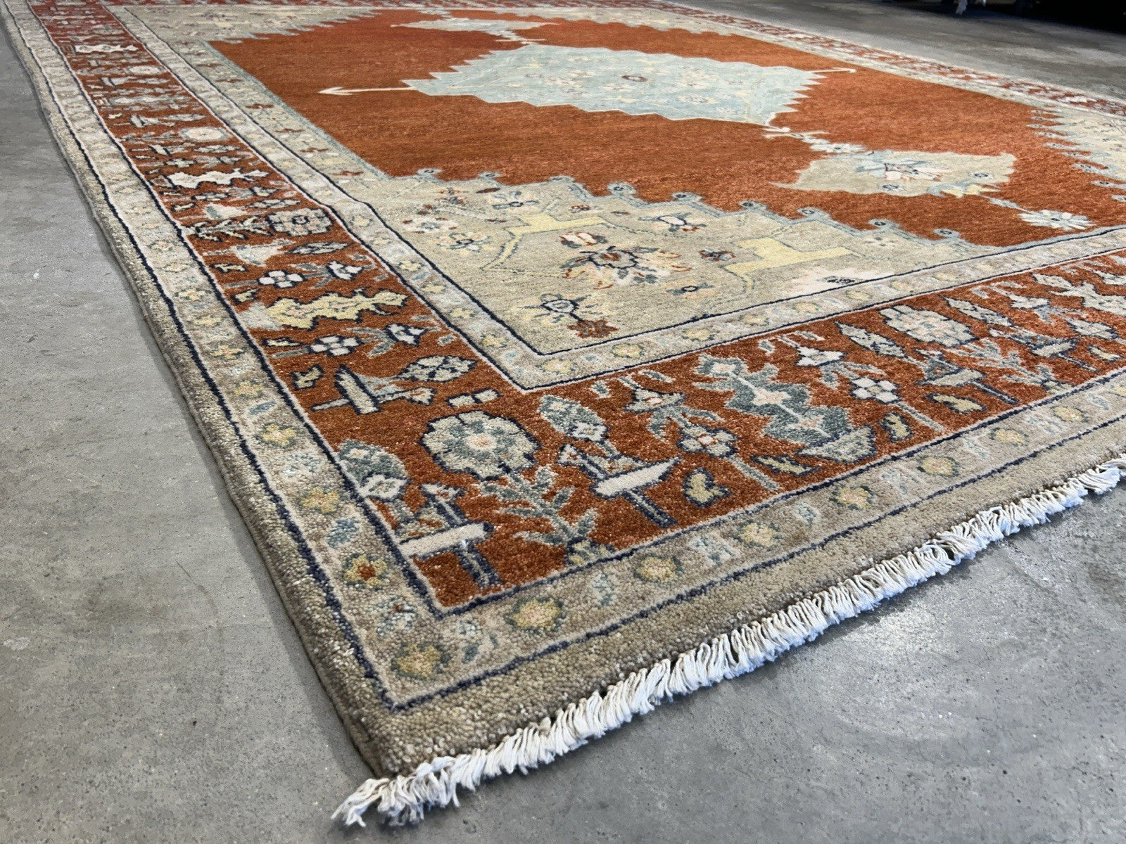 7’10”x9’11” Hand-Knotted 100% Wool Pile Indoserapi Area Rug - Carpet