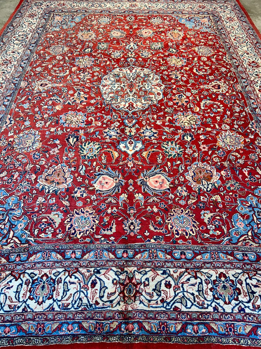 9'3"x12'6" Hand-Knotted 100% Wool Pile Mashade Rug