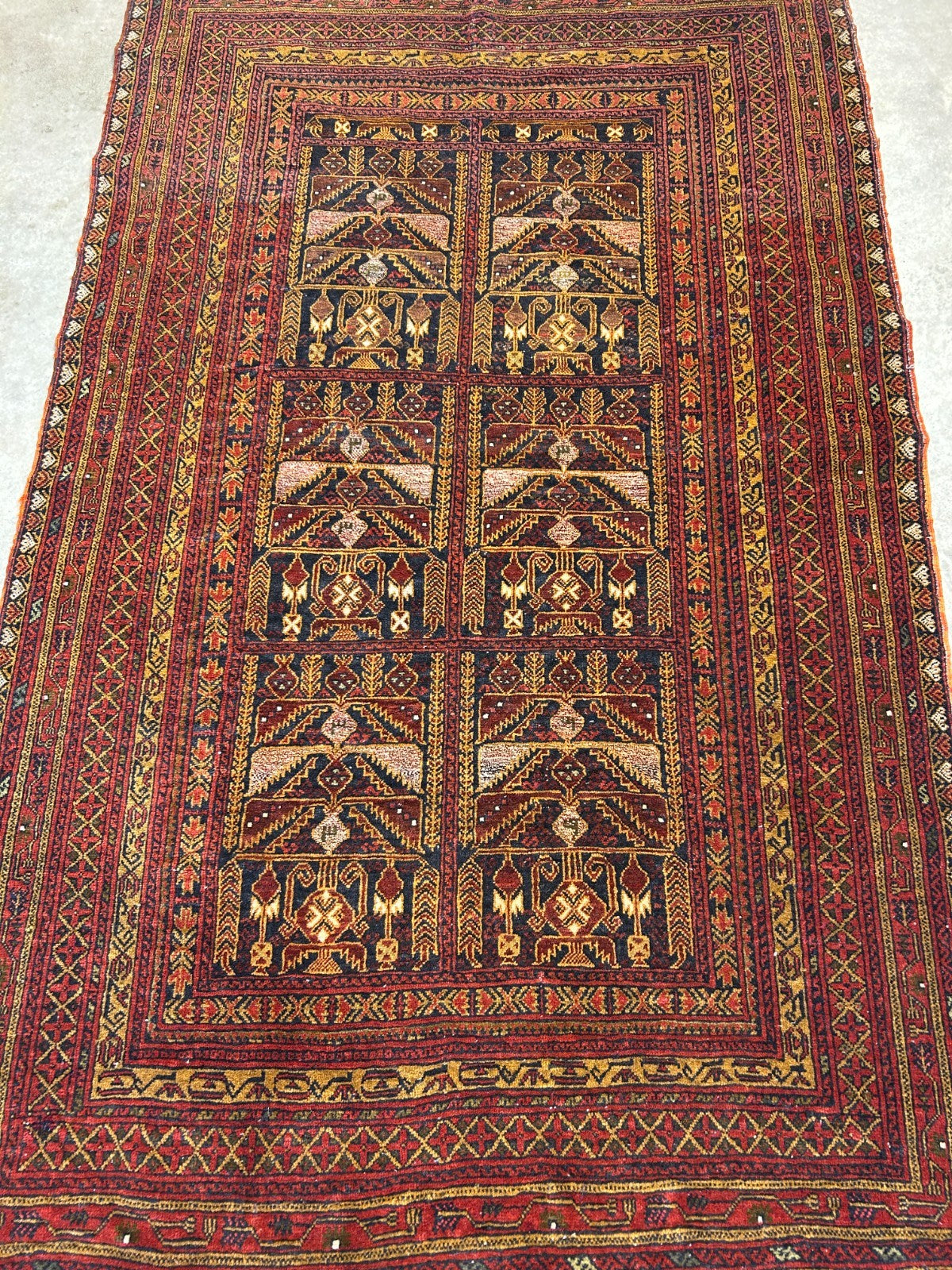 3'10"x6'3" Vintage Hand-Knotted 100% Wool Pile Oriental Area Rug - Carpet