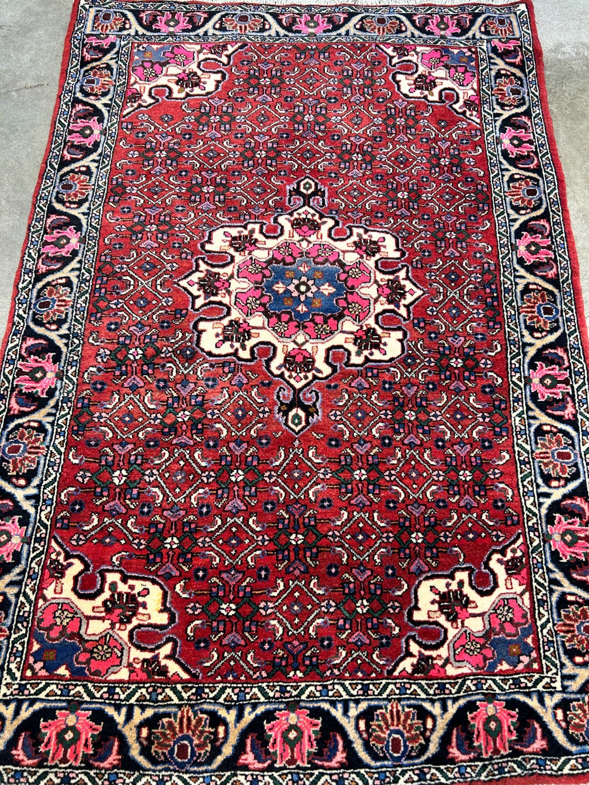 3'7"x5'3" Hand-Knotted 100% Wool Pile Persiane Tribal Bijare Rug