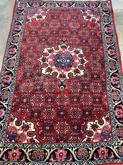 3'7"x5'3" Hand-Knotted 100% Wool Pile Persiane Tribal Bijare Rug