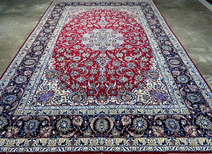 6'9"x10'3" Extra-Fine Hand-Knotted Wool & Silk Blend Isfahane Carpet - Area Rug