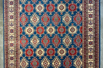 9'x12' Hand-Knotted 100% Wool Pile Kazak Rug
