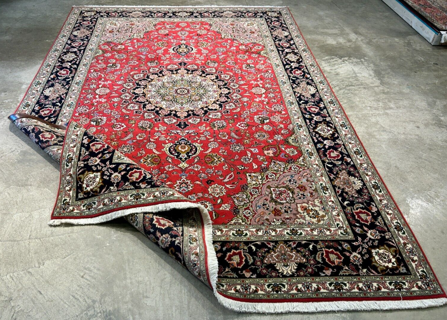 6'7"x9'10" Fine Hand-Knotted Wool & Silk Blend Tabrize Carpet - Area Rug