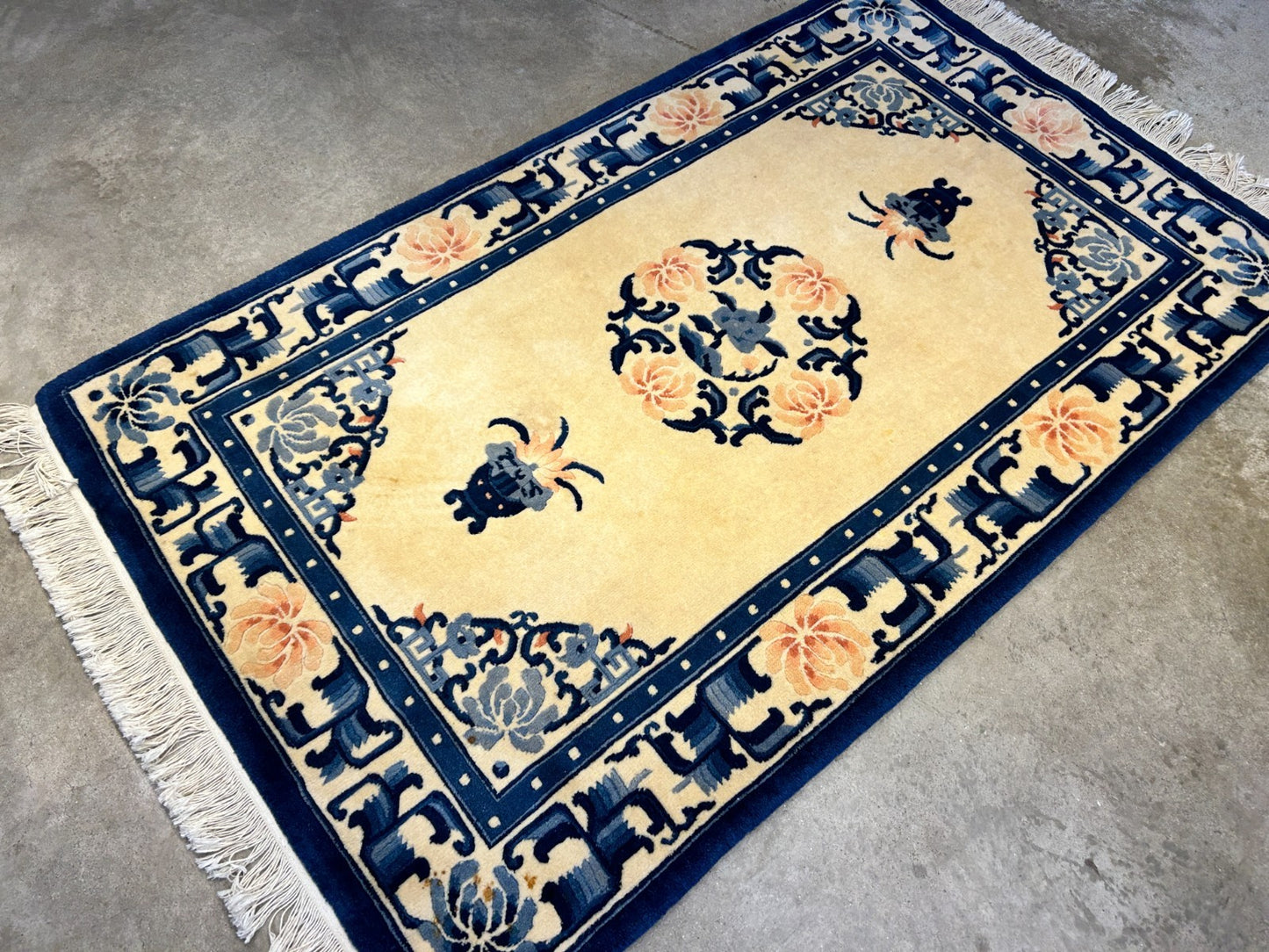 3'x5' Hand-Knotted 100% Wool Pile Art Deco Rug