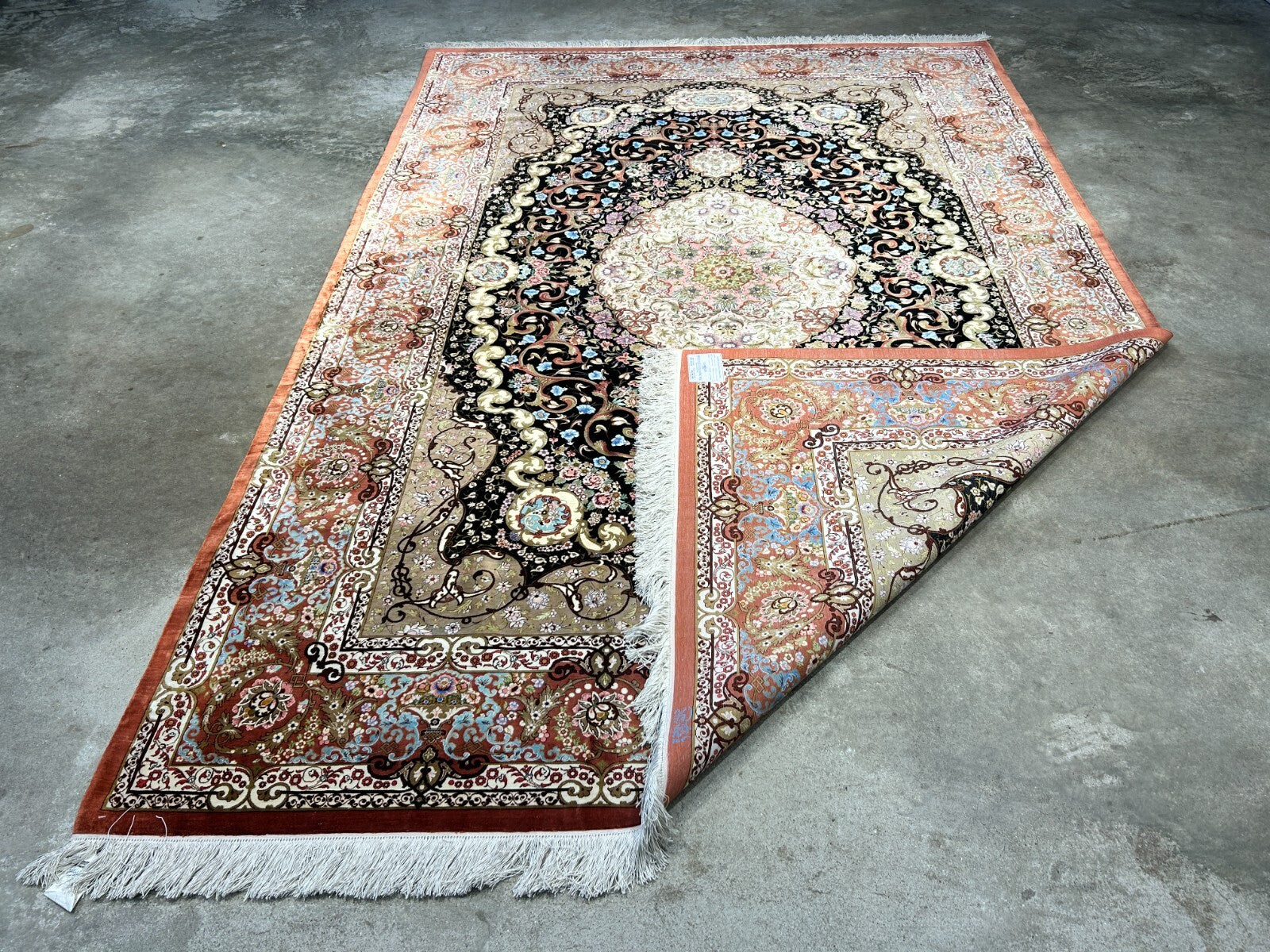 6'6"x9'6" Exquisite Extra-Fine Hand-Knotted 100% Silk Qume Carpet - Area Rug