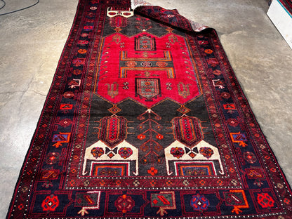 4'11" x 8'5" Hand-Knotted 100% Wool Pile Hamadane Area Rug