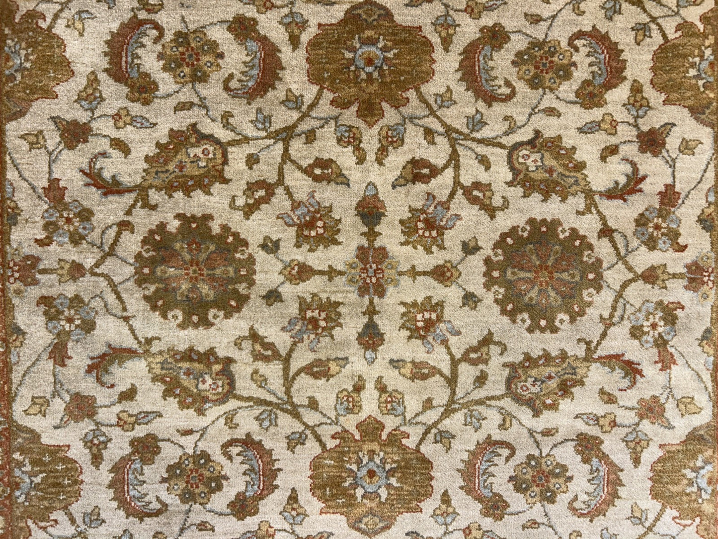 4'2"x6' Fine Hand-Knotted 100% Wool Pile All-Over Area Rug - Carpet