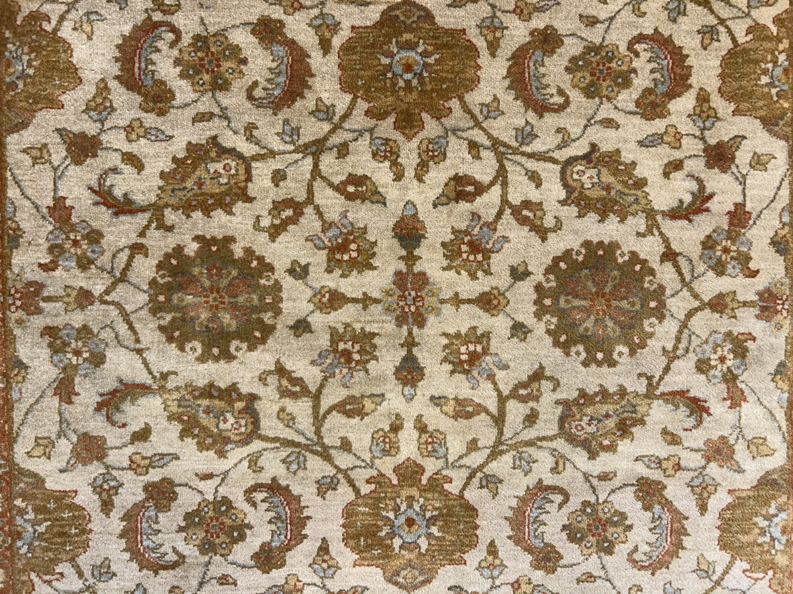 4'2"x6' Fine Hand-Knotted 100% Wool Pile All-Over Area Rug - Carpet