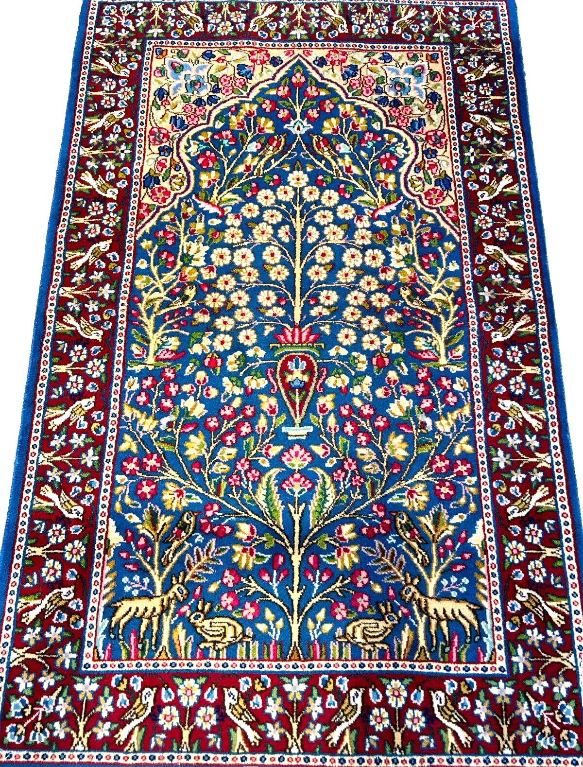 3'x4'9" Hand-Knotted 100% Wool Pile Tree of Life Carpet - Kermane Area Rug