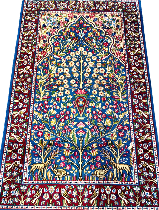 3'x4'9" Hand-Knotted 100% Wool Pile Tree of Life Carpet - Kermane Area Rug