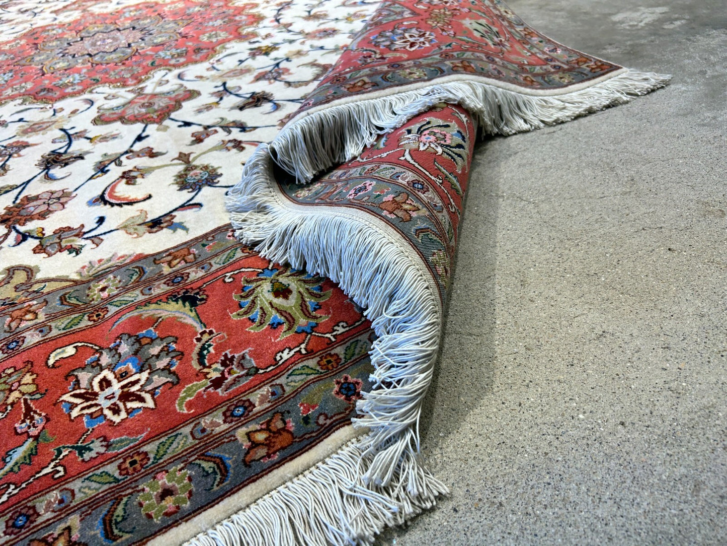 6'9"x8'1" Fine Hand-Knotted Wool & Silk Blend Tabrize Carpet - Area Rug