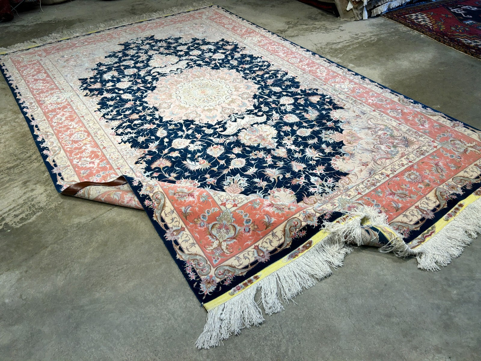 6'7"x10'2" Fine Hand-Knotted Wool & Silk Blend Tabrize Carpet - Area Rug