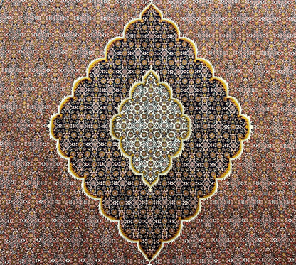 6'8"x10'1" Fine Hand-Knotted Wool & Silk Blend Tabrize Mahi Carpet - Area Rug