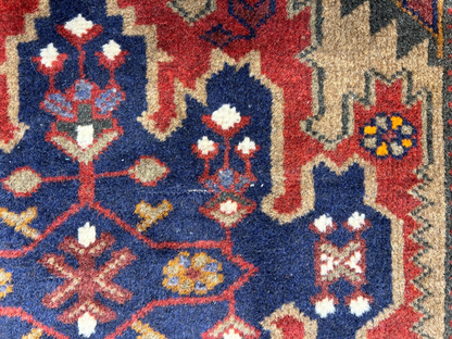 3'x4'2" Antique Hand-Knotted 100% Wool Pile Afghan Rug