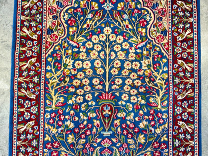 3'x4'9" Hand-Knotted 100% Wool Pile Tree of Life Carpet - Kermane Area Rug