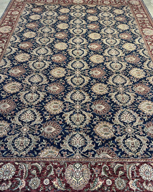 9'x12'2" Hand-Knotted 100% Wool Pile Oriental Rug
