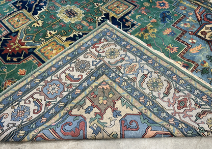 11'11"x15'11" Hand-Knotted 100% Wool Pile Herize Area Rug - Carpet