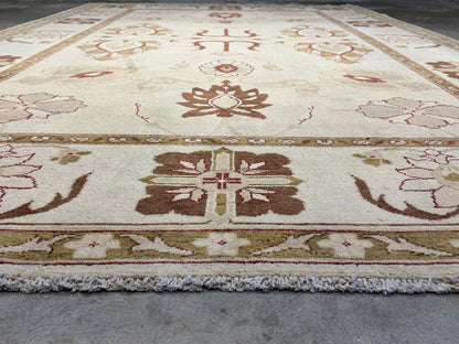 7'0"x9'3" Hand-Knotted 100% Wool Pile Indian Arut Carpet - Area Rug