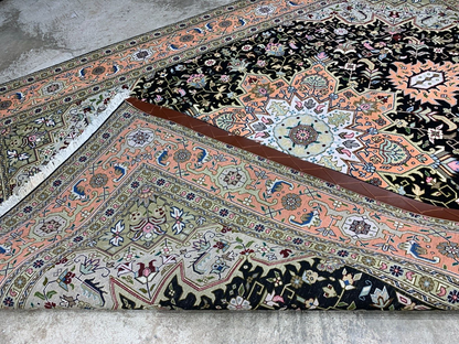 4'11"x6'6" Very Fine Hand-Knotted Wool & Silk Blend Tabrize Area Rug