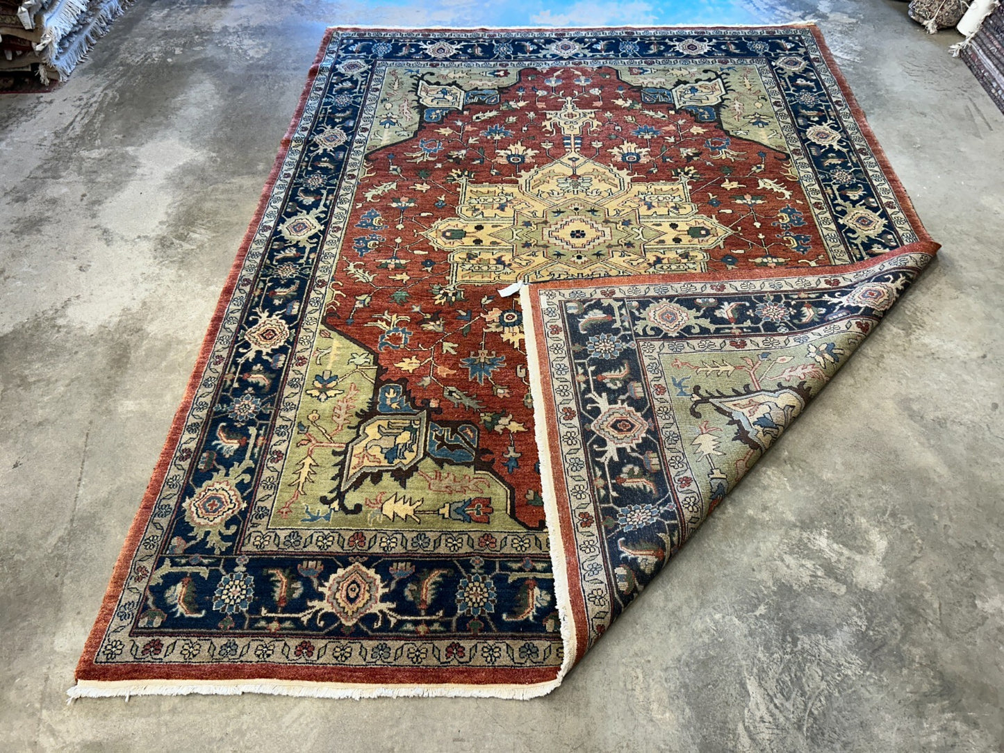 7'3"x10'3" Fine Hand-Knotted 100% Wool Pile IndoHeriz Rug