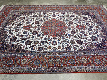 6'9"x9'10" Extra Fine Hand-Knotted Wool & Silk Isfahane Seirafian Rug