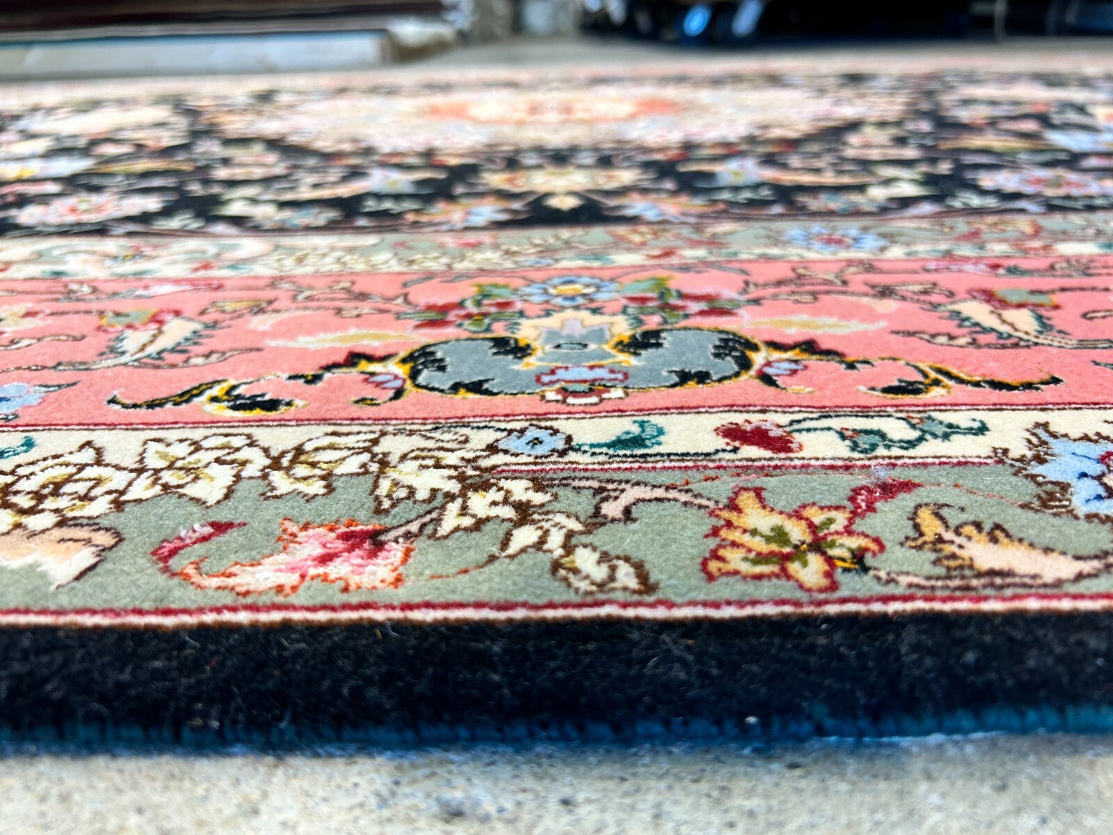 6'9"x10'5" Very Fine Hand-Knotted Wool & Silk Blend Tabrize Carpet - Area Rug