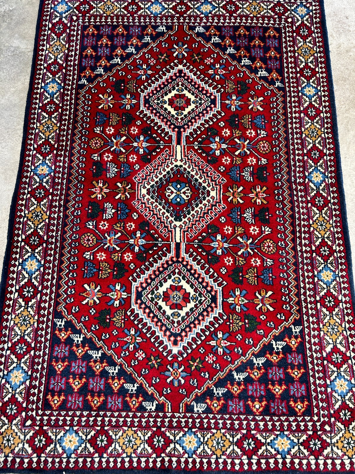 3'3"x5' Hand-Knotted 100% Wool Pile Yalamehe Rug