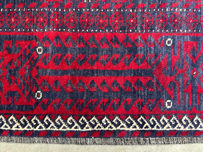 3'8"x6'7" Hand-Knotted 100% Wool Pile Balouchi Area Rug - Carpet