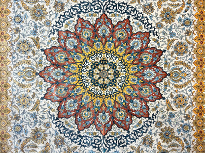 7'3"x10'7" Exquisite Extra-Fine Hand-Knotted 100% Silk Qume Carpet - Area Rug