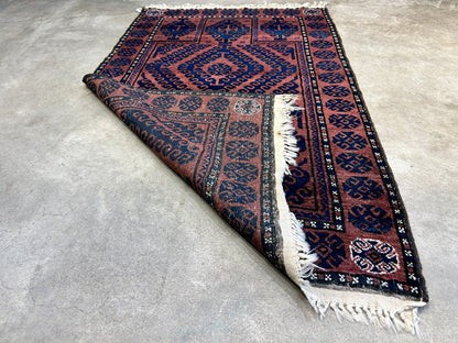 3'x4'6" Antique Hand-Knotted 100% Wool Pile Balouchi Rug