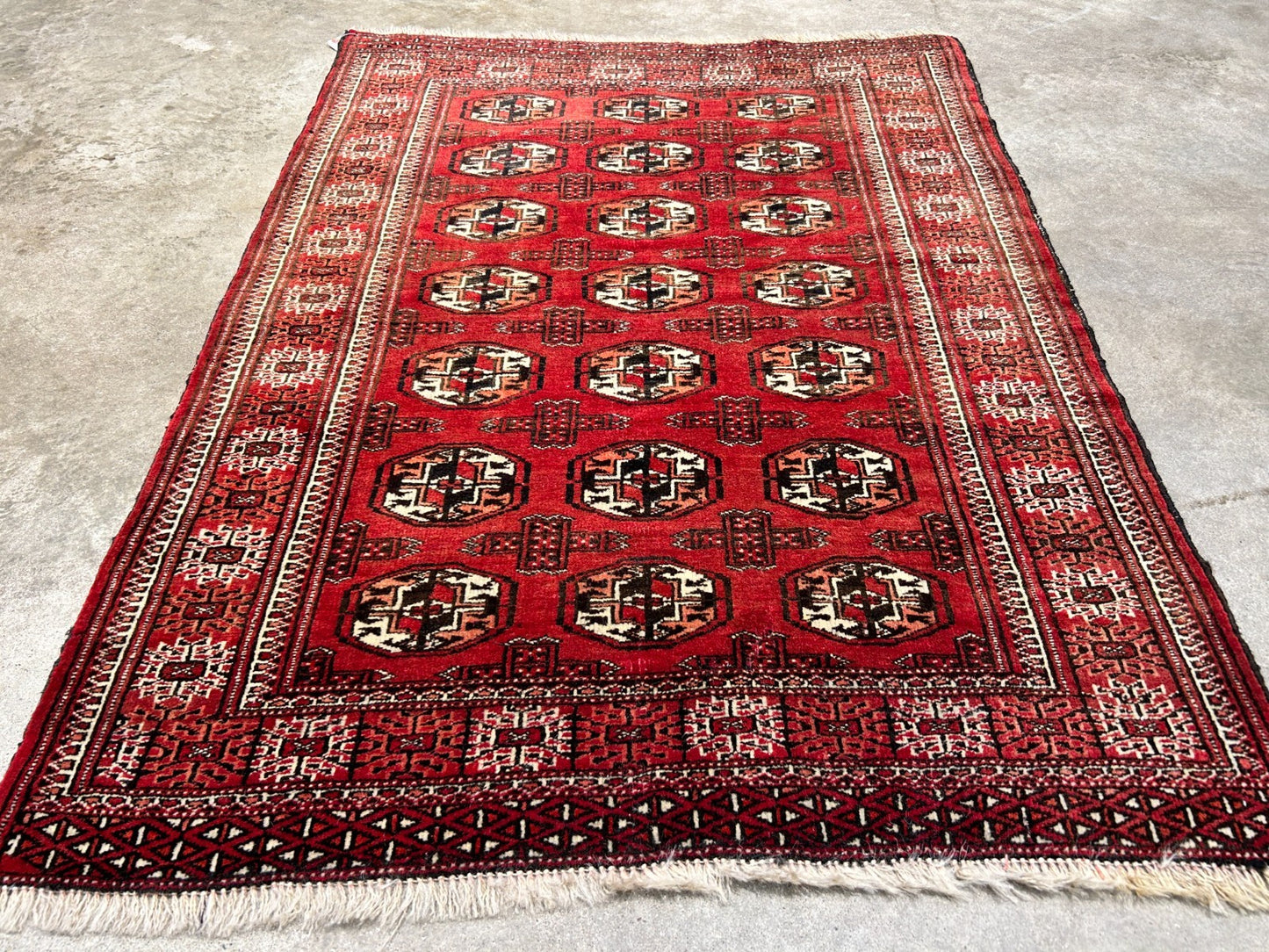 3'x4'2" Hand-Knotted 100% Wool Pile Turkaman Bokhara Rug