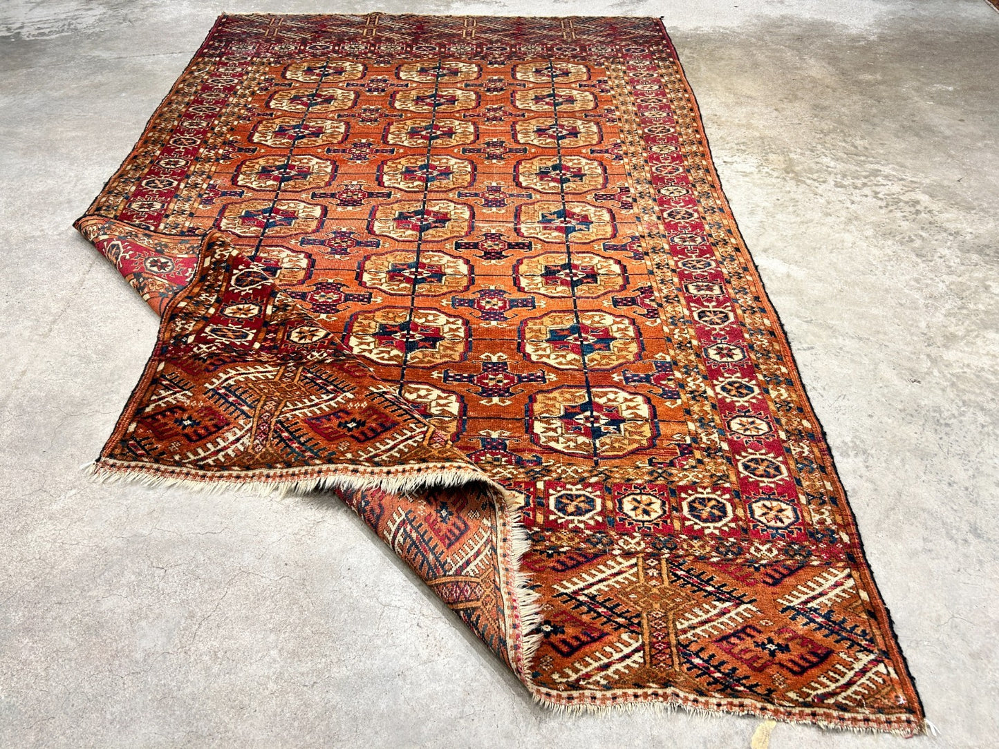 3'10"x6' Antique Hand-Knotted 100% Wool Pile Turkman Bokhara Rug
