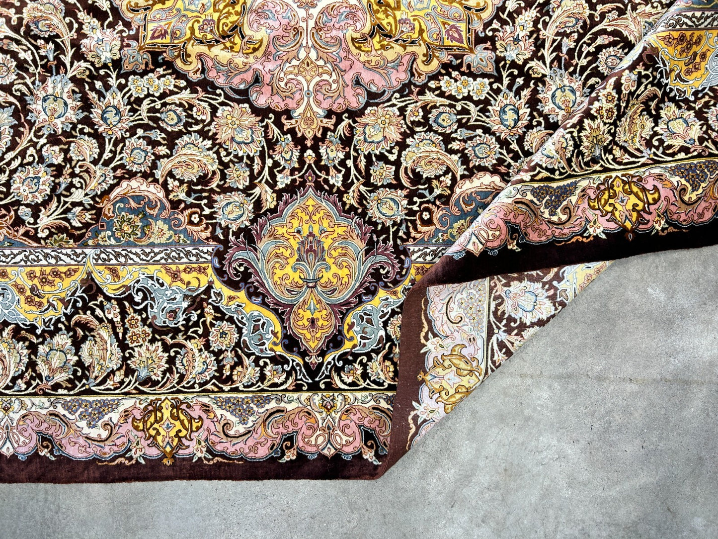 6'9"x10'2" Exquisite Hand-Knotted 100% Silk Qume Rug