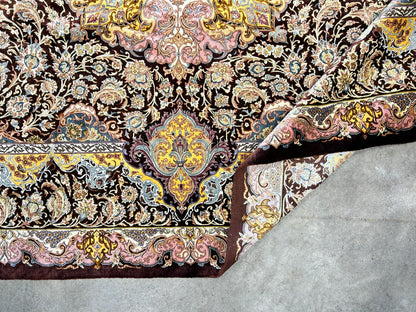 6'9"x10'2" Exquisite Hand-Knotted 100% Silk Qume Rug