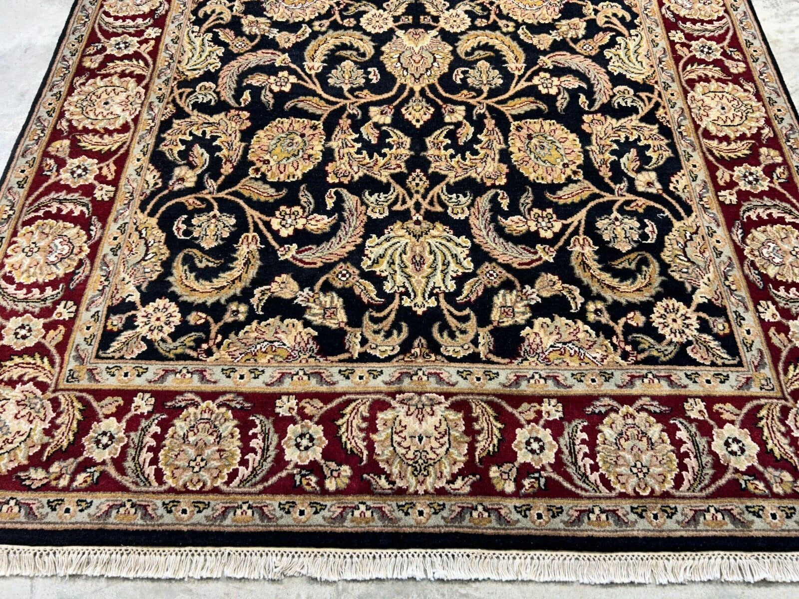 6'2"x9'4'' Hand-Knotted 100% Wool Pile Indo-Agra Area Rug - Area Carpet