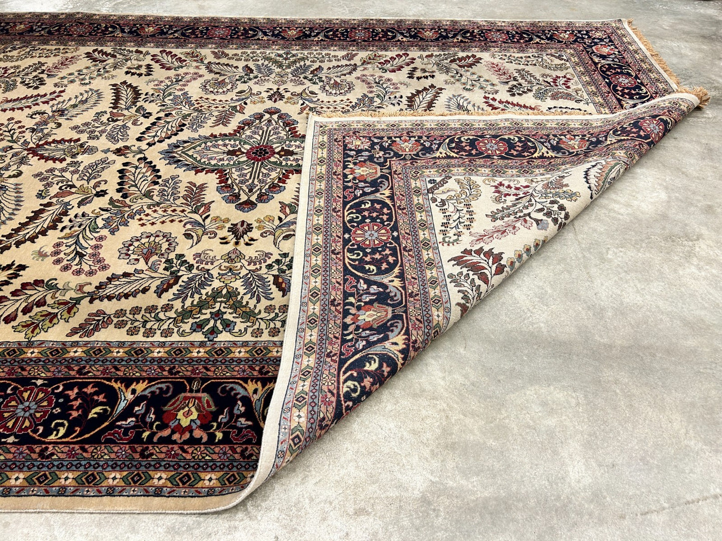 9'1"x12'1" Hand-Knotted 100% Lamb Wool Sarouke Design Carpet - Area Rug