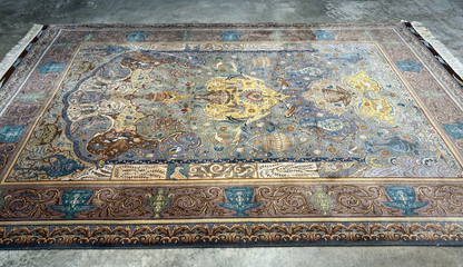 Exquisite 5'10"x8'3" Hand-Knotted Wool & Silk Blend Tabrize Carpet - Area Rug