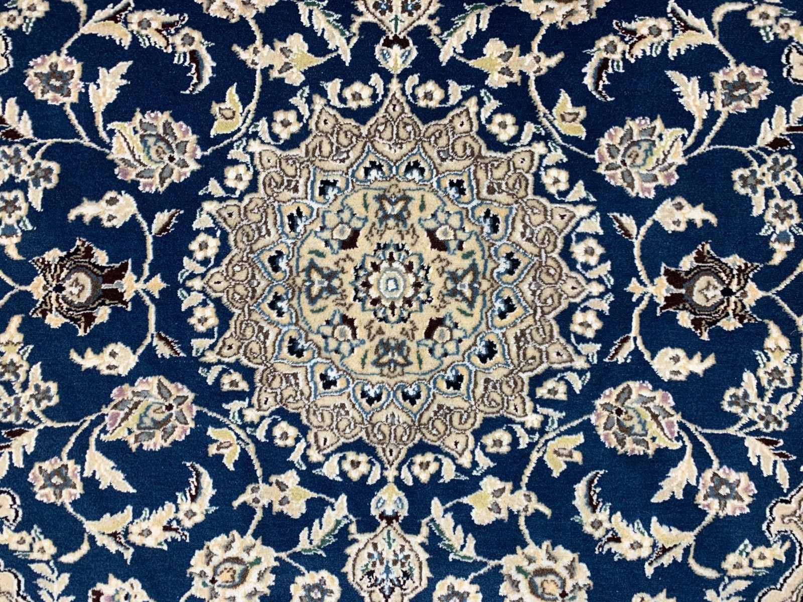 2'11"x4'1" Fine Hand-Knotted Wool & Silk Blend Naine Carpet - Area Rug