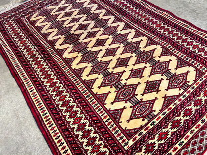 2'10"x4'2" Hand-Knotted 100% Wool Pile Bokhara Rug