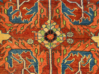 Collector Item - 9'x12'4" Antique Fine Wool Herize Serapy Hand-Knotted Rug