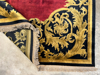 5'11"x8'8'' Hand-Knotted 100% Lamb Wool Pile Tibetan Area Rug - Area Carpet