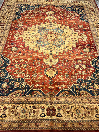 11'11"x15'5" Hand-Knotted 100% Wool Pile Herize Area Rug - Carpet