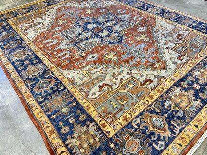 9'x12' Hand-Knotted 100% Lamb Wool  Serapie Design Carpet - Area Rug