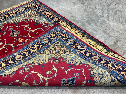 2'4"x3'5" Very Fine Hand-Knotted Wool & Silk Blend Isfahane Carpet - Area Rug