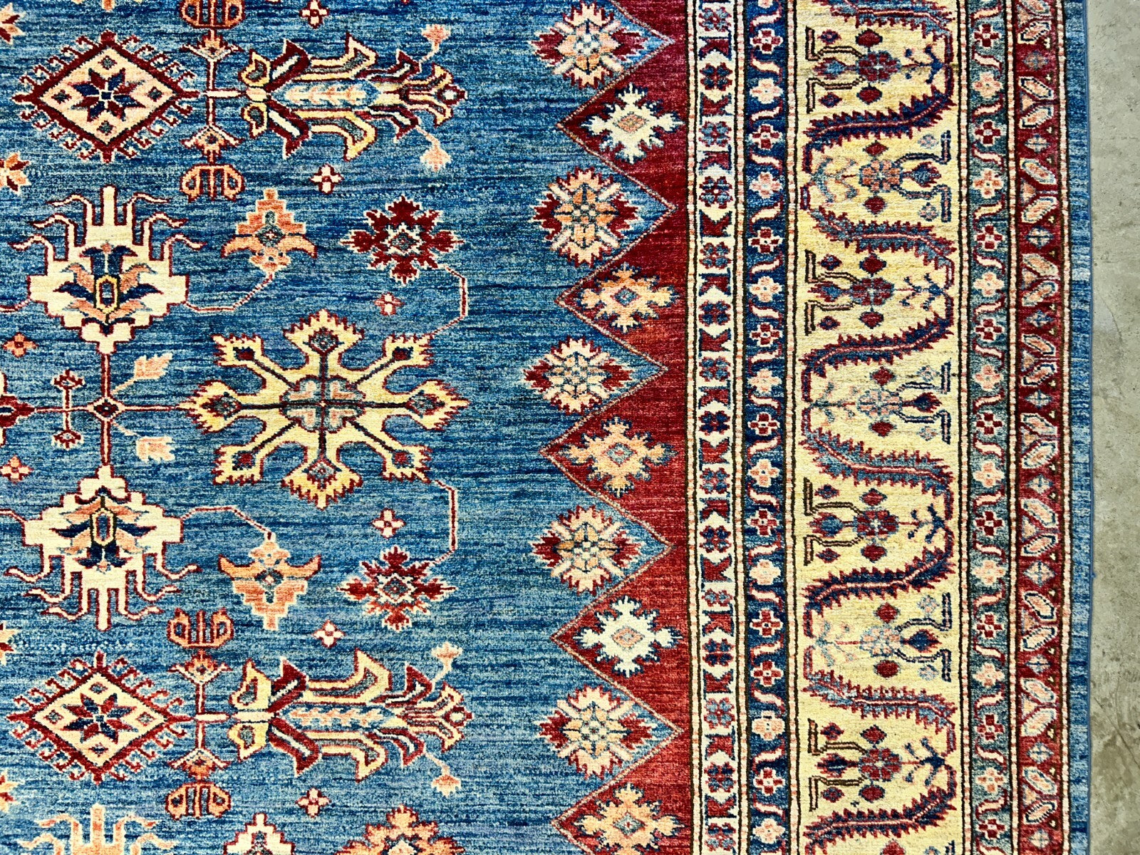 9'6"x11'7" Hand-Knotted 100% Wool Pile Kazak Design Carpet - Area Rug